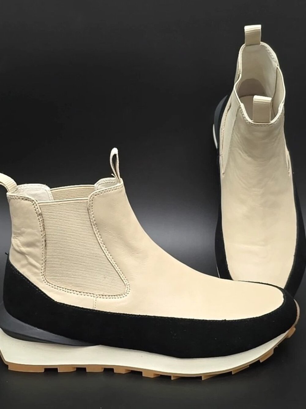 J/Slides Eloise Beige Pull-on Ankle Booties Boots Shoes Women's Size 8M